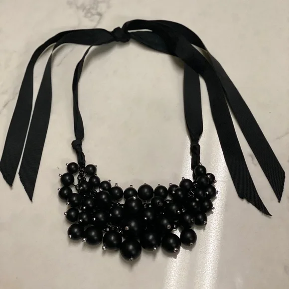 Black Beaded Statement Necklace - Picture 2 of 2